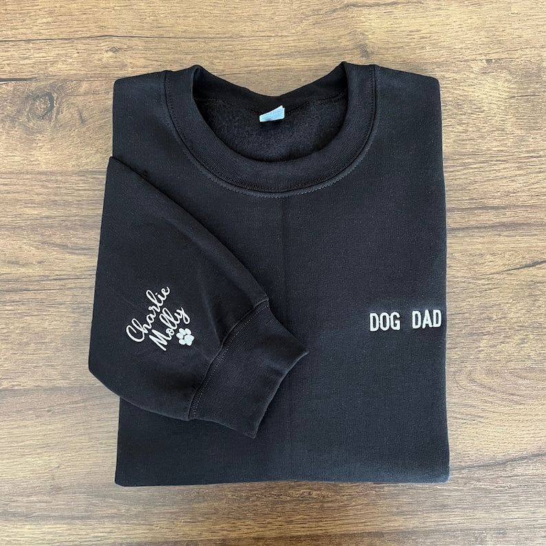 Dog Dad Embroidered Sweatshirt Custom Dad Shirt With Dog Names Paw On Sleeve Dog Daddy Hoodie Dog Owner Shirt Fathers Day Gift 1700191175527.jpg