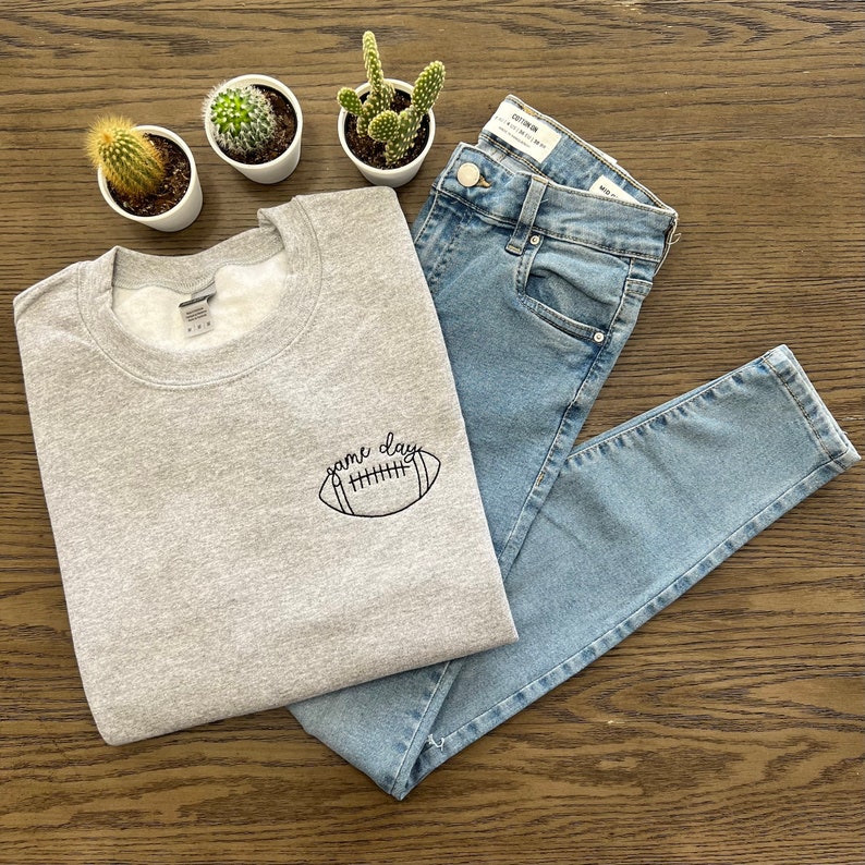 Game Day Sweatshirt Embroidered Sweatshirt Football Shirt Football Season Shirt Sports Shirt College Football Shirt 1700192017920.jpg