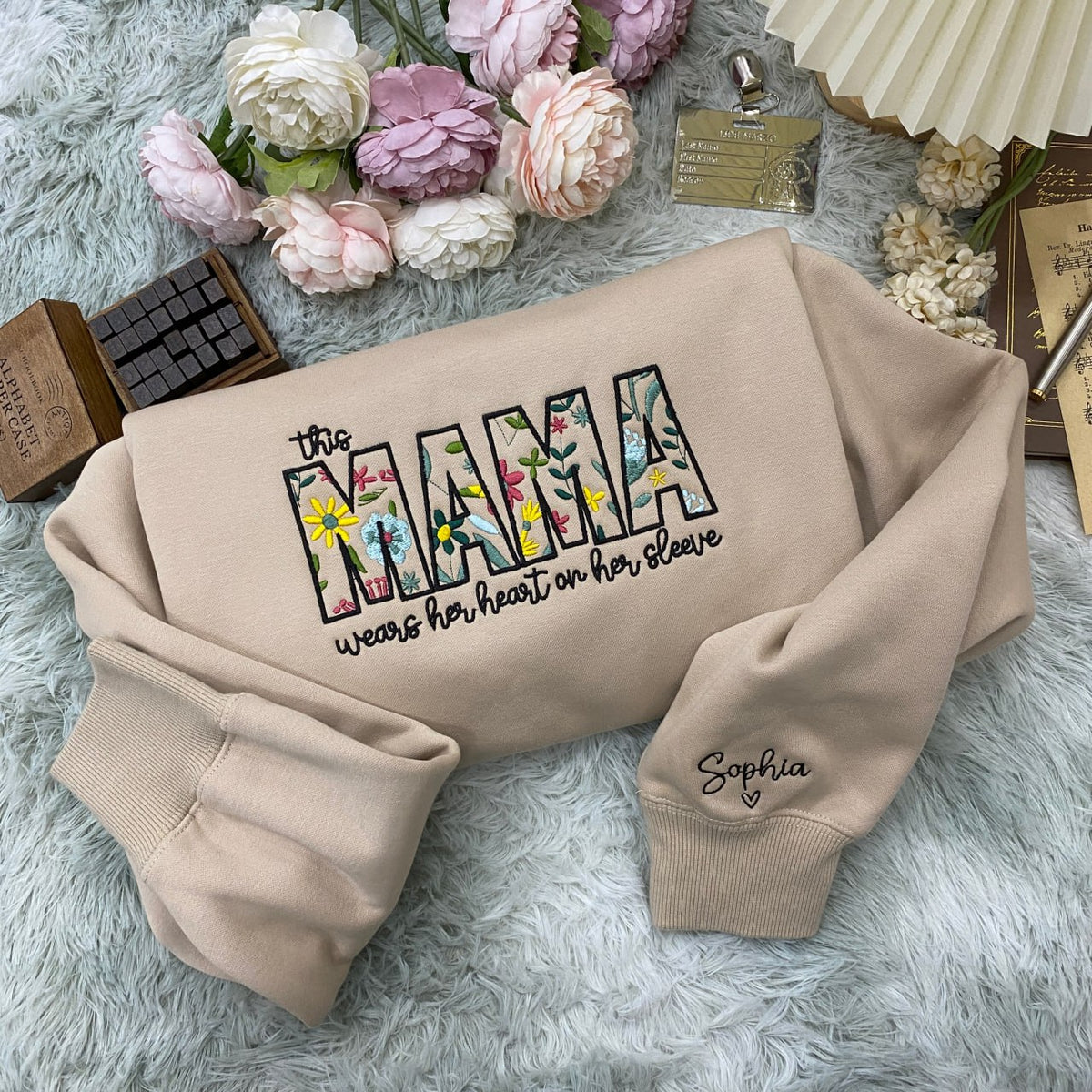 This Mama Wears Her Heart On Her Sleeve Wildflower Pattern   Embroidered Apparel   Gift For Mother 1701224912664.jpg