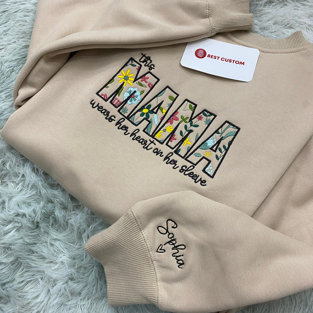 This Mama Wears Her Heart On Her Sleeve Wildflower Pattern   Embroidered Apparel   Gift For Mother 1701224912700.jpg