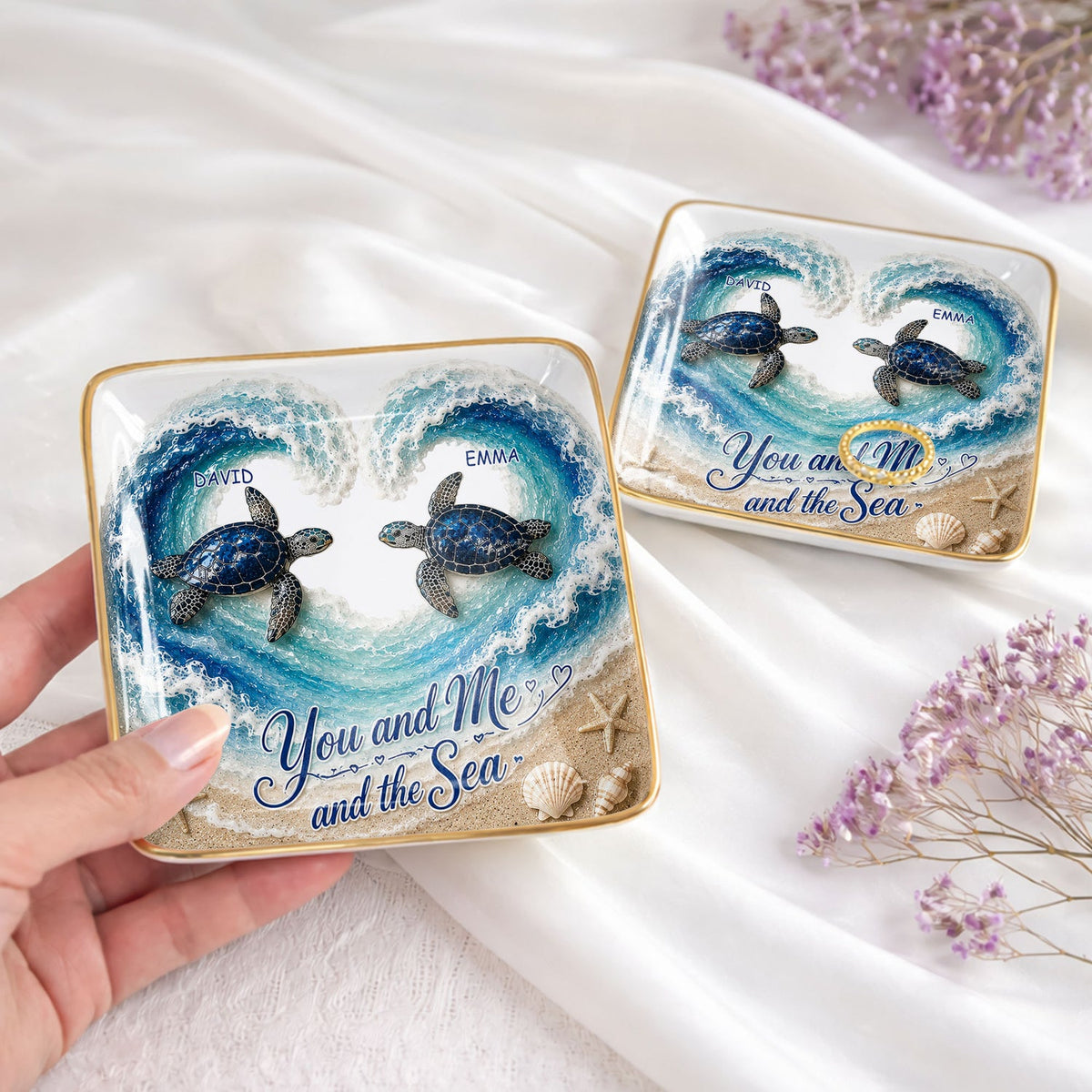 You And Me And The Sea, Jewelry Ceramic Dish, Gift For Couples and Beach Lovers 170c3229-e85d-40e4-9ded-a13275e25128-4.jpg