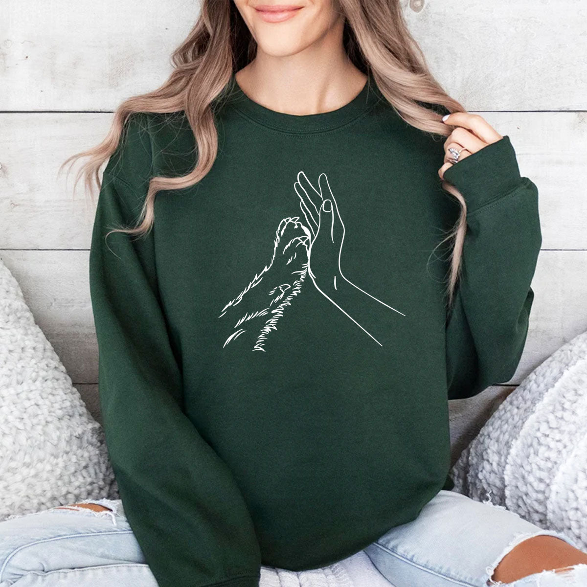 Human Hand And Paw Shirt Dog Paw Animal Lover Shirt Gift For Dog Lover 1711676752426.jpg