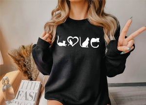 Cat Sweatshirt Cat Love Shirt Black Cat Mom Shirt Gift For Cat Lover 1711763572101.jpg