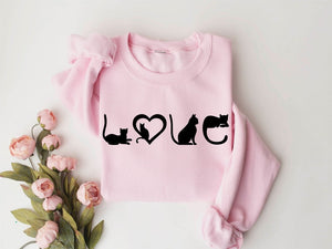 Cat Sweatshirt Cat Love Shirt Black Cat Mom Shirt Gift For Cat Lover 1711763603440.jpg