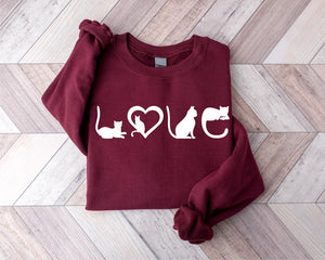 Cat Sweatshirt Cat Love Shirt Black Cat Mom Shirt Gift For Cat Lover 1711763629834.jpg