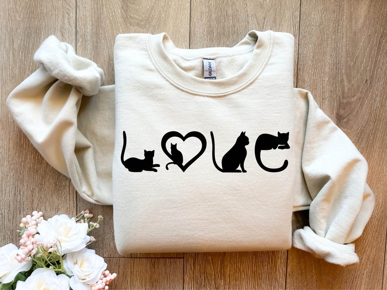 Cat Sweatshirt Cat Love Shirt Black Cat Mom Shirt Gift For Cat Lover 1711763640355.jpg