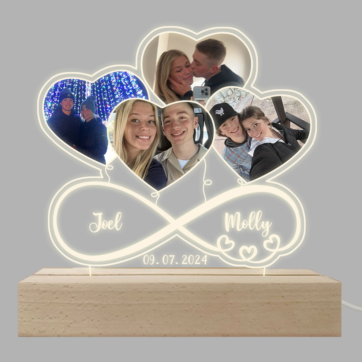 Infinity Love Heart Balloons Custom Photo - Personalized 3D LED Light - Gift For Couple