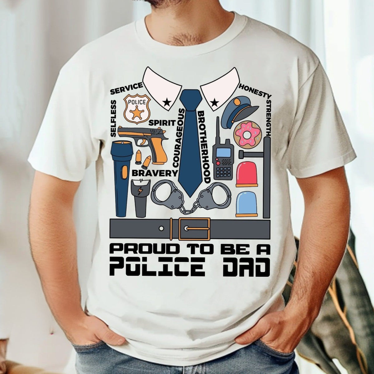 Proud To Be A Police Dad Shirt Daddy Is My Hero Gift For Father Fathers Day 1715139490881.png