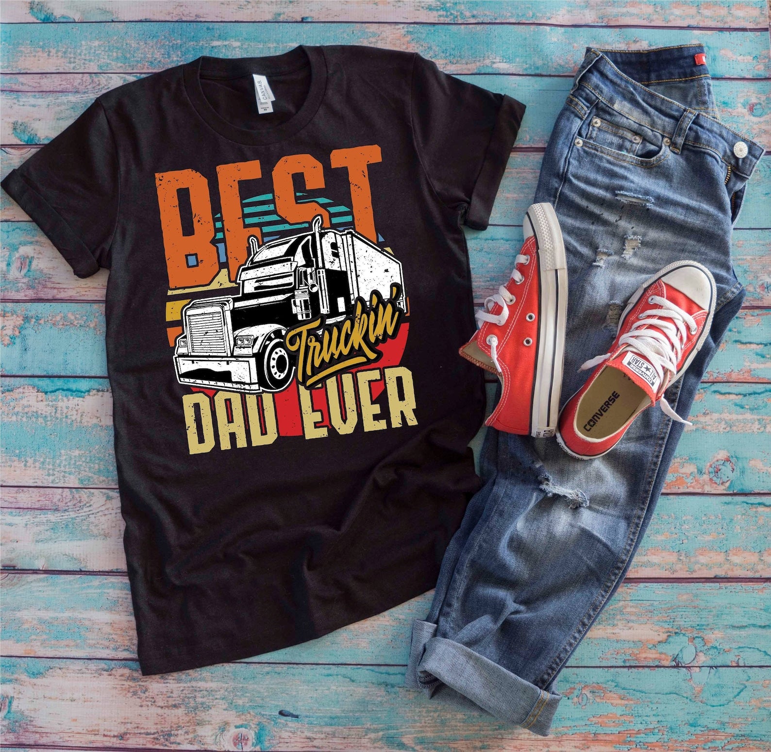 Best Truckin Dad Ever Shirt Vintage Fathers Day Gift For Truck Driver Trucker Dad Shirt 1715228411563.jpg