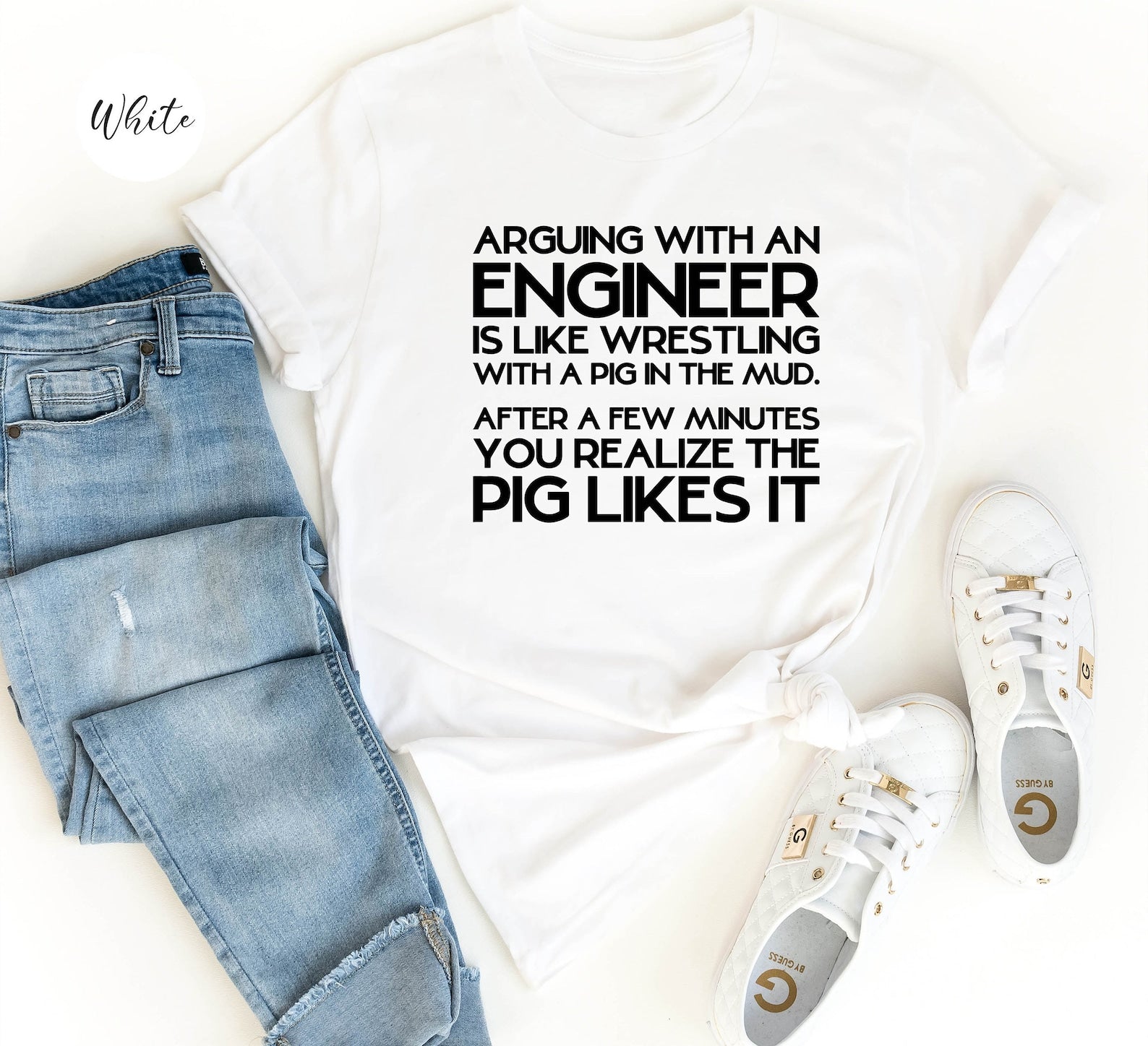 Arguing With An Engineer Is Like Wrestling With A Pig In The Mud Shirt Gift For Dad Father 1715325661800.jpg