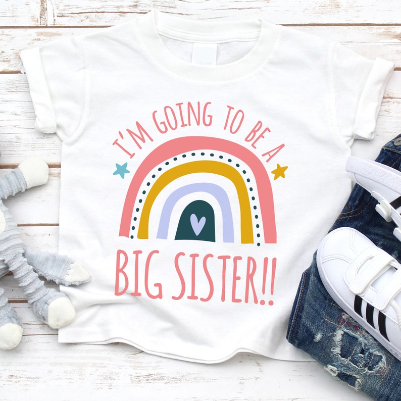 im going to be a big sister t shirt for baby toddler or youth   rainbow big sister baby announcement idea 1715570873965.jpg