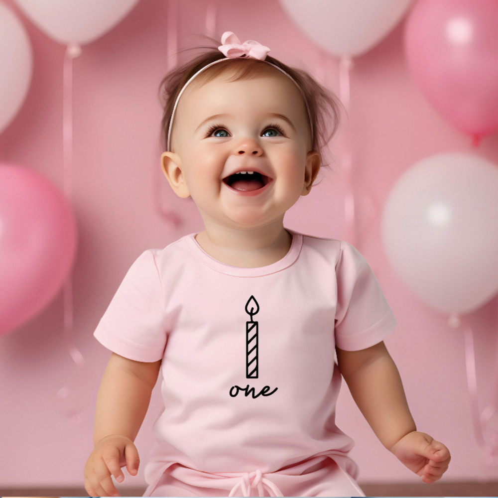 One Candle 1st Birthday 1st Birthday Shirt Gift For Baby Mom Dad 1716364553081.png