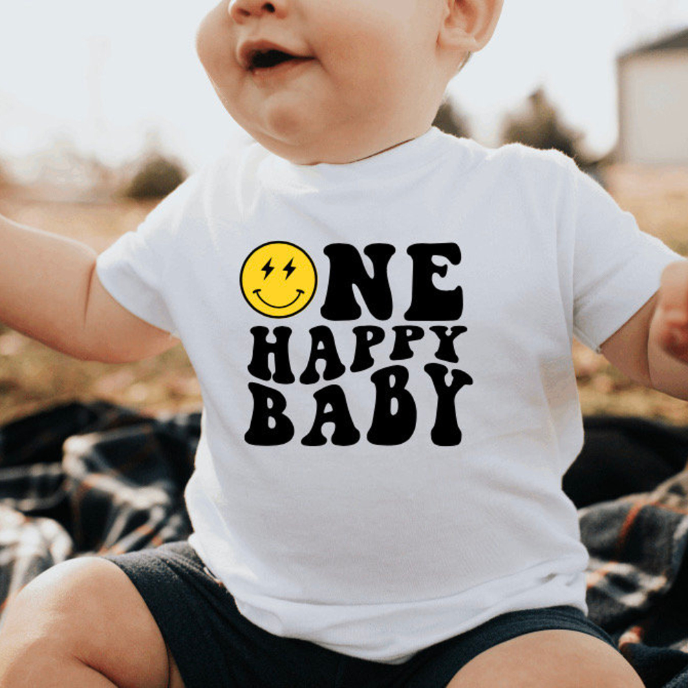 One Happy Baby 1st Birthday Shirt Gift For Baby Mom Dad 1716370878615.png