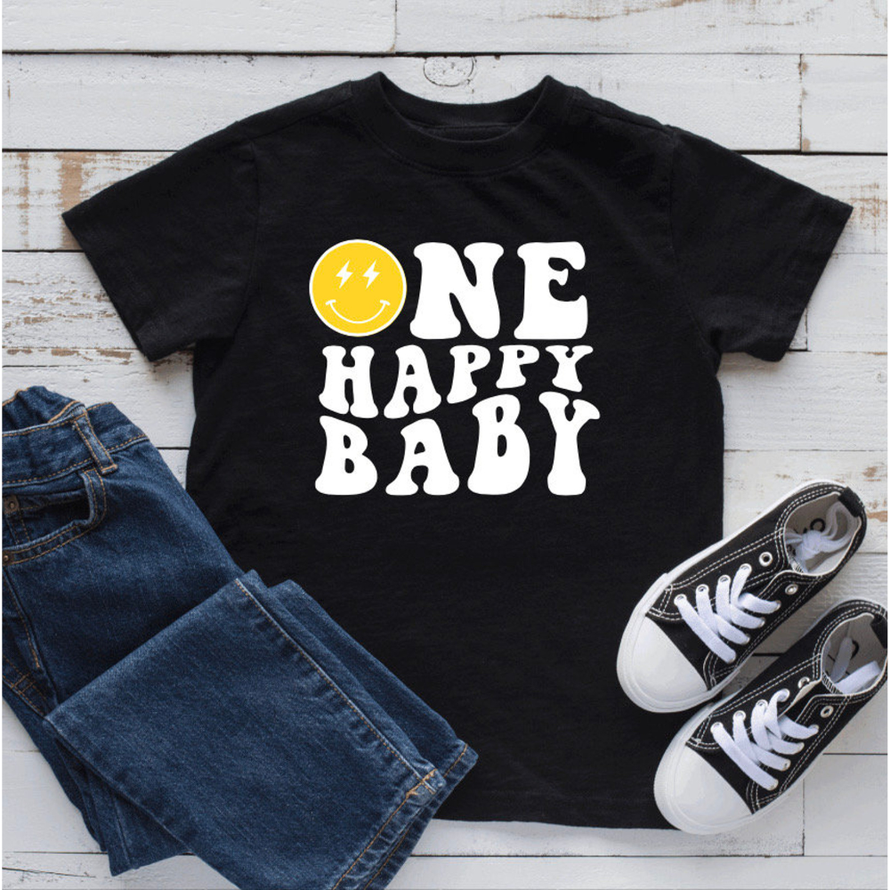 One Happy Baby 1st Birthday Shirt Gift For Baby Mom Dad 1716370878702.png