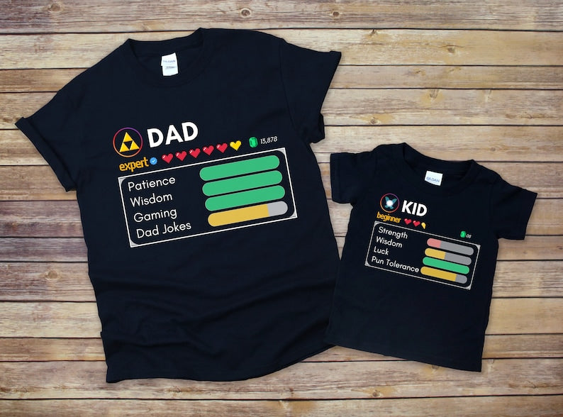 Gamer Father Son Matching Shirts Zelda Theme Matching Onesie Custom Funny Dad Gift Gift For Husband New Father Tshirt Video Game Tee 1716525498900.jpg