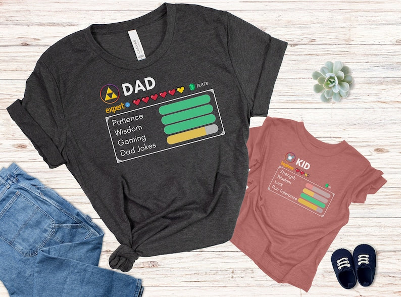 Gamer Father Son Matching Shirts Zelda Theme Matching Onesie Custom Funny Dad Gift Gift For Husband New Father Tshirt Video Game Tee 1716525498909.jpg