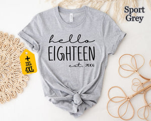 Hello Eighteen Est 2006 Shirt Birthday Party Shirt Funny 18th Birthday T Shirt Cool 18th Birthday Present Gift For 18th Birthday 1716776734460.jpg