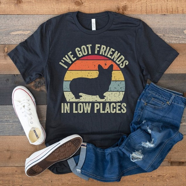 Corgi Shirt Funny Gift For Corgi Lover Retro Vintage Corgi Corgi Mom Pembroke Welsh Corgi Corgi Dog Tee Ive Got Friends In Low Places 1716779748584.jpg