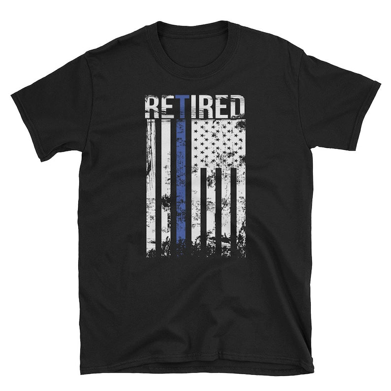 Retired Police Officer T Shirt Law Enforcement Retirement Gift Cop Thin Blue Line Shirt 1716798965958.jpg