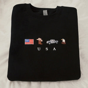 usa embroidery sweatshirt united states america crewneck flag cowboy boots cowboy hat cowgirl truck jeep eagle patriot july 4th 1716953870209.jpg