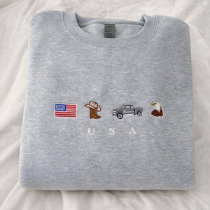 usa embroidery sweatshirt united states america crewneck flag cowboy boots cowboy hat cowgirl truck jeep eagle patriot july 4th 1716953870355.jpg