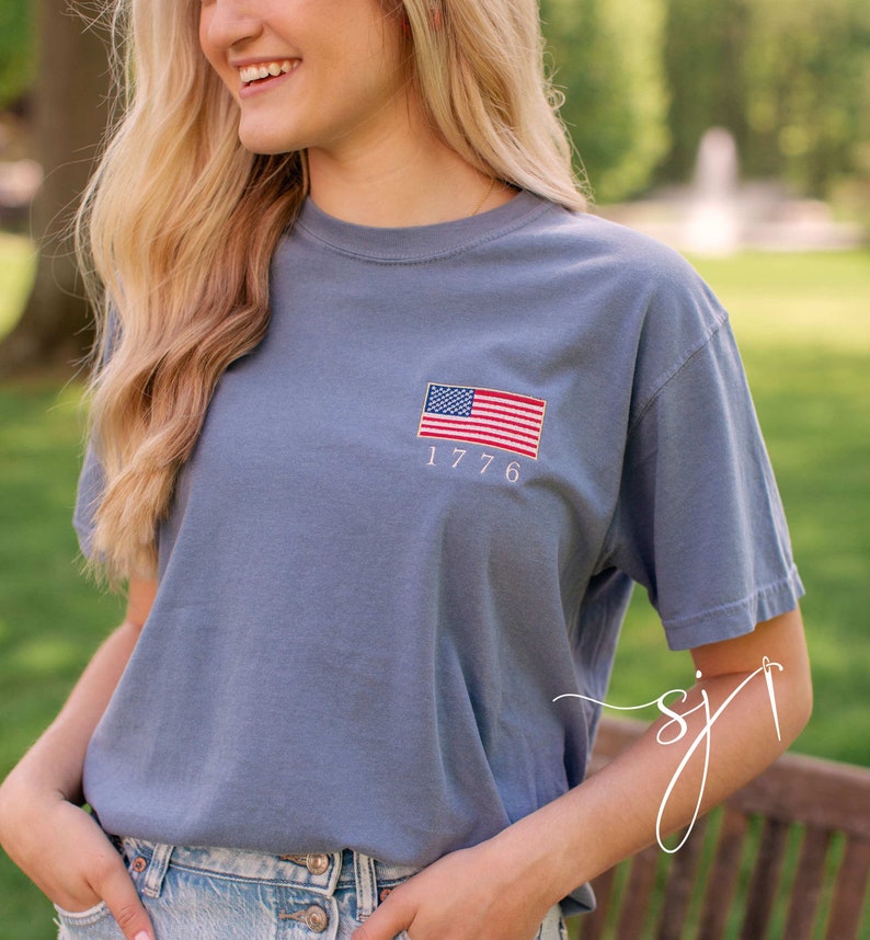 1776 Embroidered American Flag Tee Tank Long Sleeve Crewneck Sweatshirt  Patriotic Vintage Inspired 4th Of July Usa Shirt 1716954391324.jpg