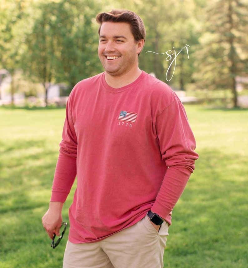 1776 Embroidered American Flag Tee Tank Long Sleeve Crewneck Sweatshirt  Patriotic Vintage Inspired 4th Of July Usa Shirt 1716954391379.jpg