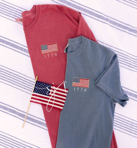 1776 Embroidered American Flag Tee Tank Long Sleeve Crewneck Sweatshirt  Patriotic Vintage Inspired 4th Of July Usa Shirt 1716954391388.jpg