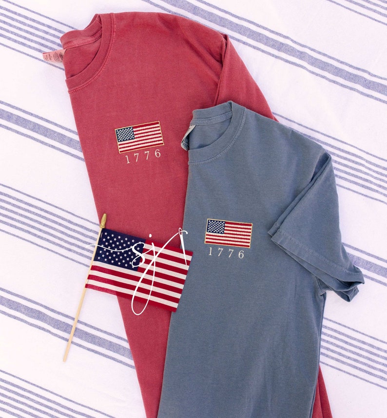 1776 Embroidered American Flag Tee Tank Long Sleeve Crewneck Sweatshirt  Patriotic Vintage Inspired 4th Of July Usa Shirt 1716954391388.jpg
