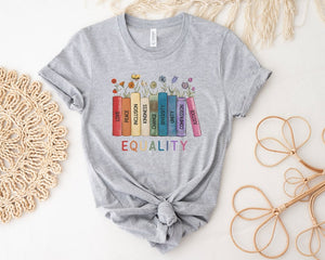 Equal Rights Shirt Human Rights T Shirt Equality Tee Social Justice Shirt Peace Love Shirt Diversity Shirt Floral Book Shirt 1716966652780.jpg