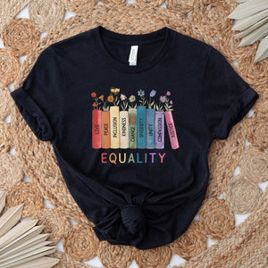 Equal Rights Shirt Human Rights T Shirt Equality Tee Social Justice Shirt Peace Love Shirt Diversity Shirt Floral Book Shirt 1716966652795.jpg