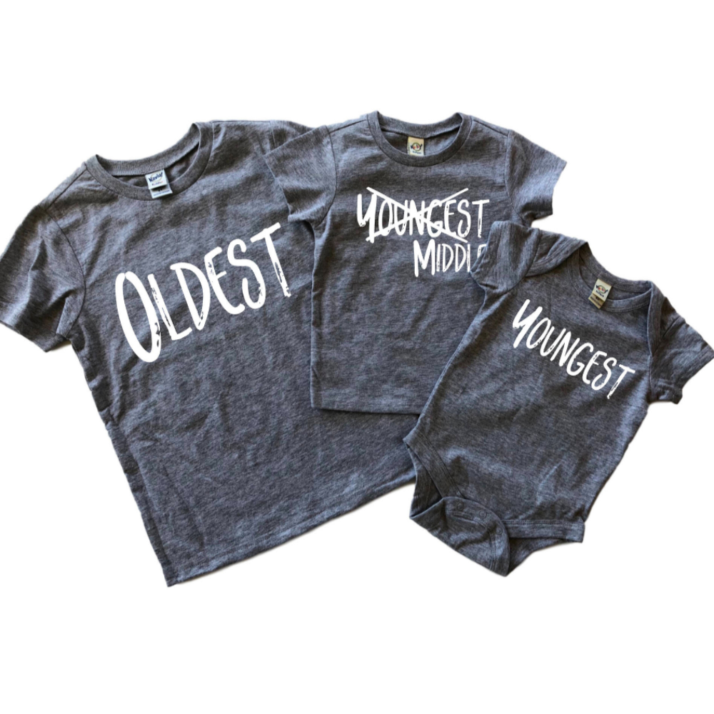 Oldest Middle Youngest Third Baby Announcement Matching Family Shirt Family T Shirt Set Of 3 Gift For Family 1717052989134.png