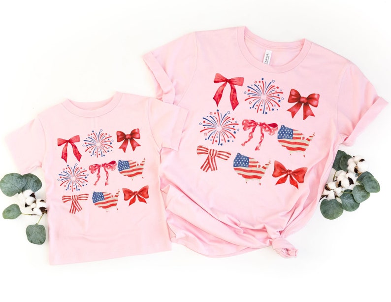 American Fireworks And Bows Shirts Mom Daughter 4th Of July Tees Mommy And Me Outfits Matching 4th Of July America 1718597948779.jpg