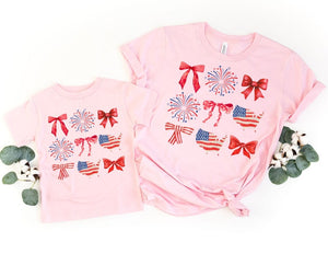 American Fireworks And Bows Shirts Mom Daughter 4th Of July Tees Mommy And Me Outfits Matching 4th Of July America 1718597948779.jpg