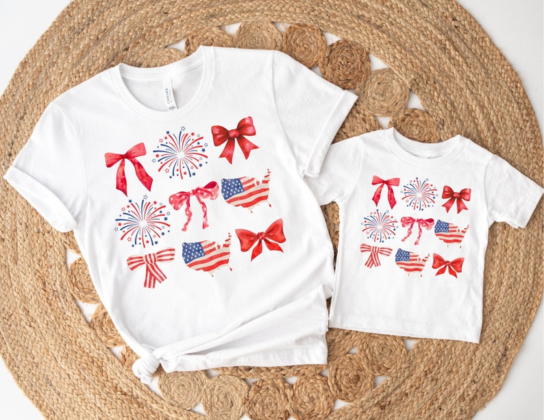 American Fireworks And Bows Shirts Mom Daughter 4th Of July Tees Mommy And Me Outfits Matching 4th Of July America 1718597948811.jpg