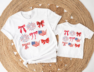 American Fireworks And Bows Shirts Mom Daughter 4th Of July Tees Mommy And Me Outfits Matching 4th Of July America 1718597948811.jpg