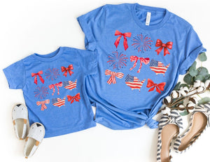 American Fireworks And Bows Shirts Mom Daughter 4th Of July Tees Mommy And Me Outfits Matching 4th Of July America 1718597948818.jpg