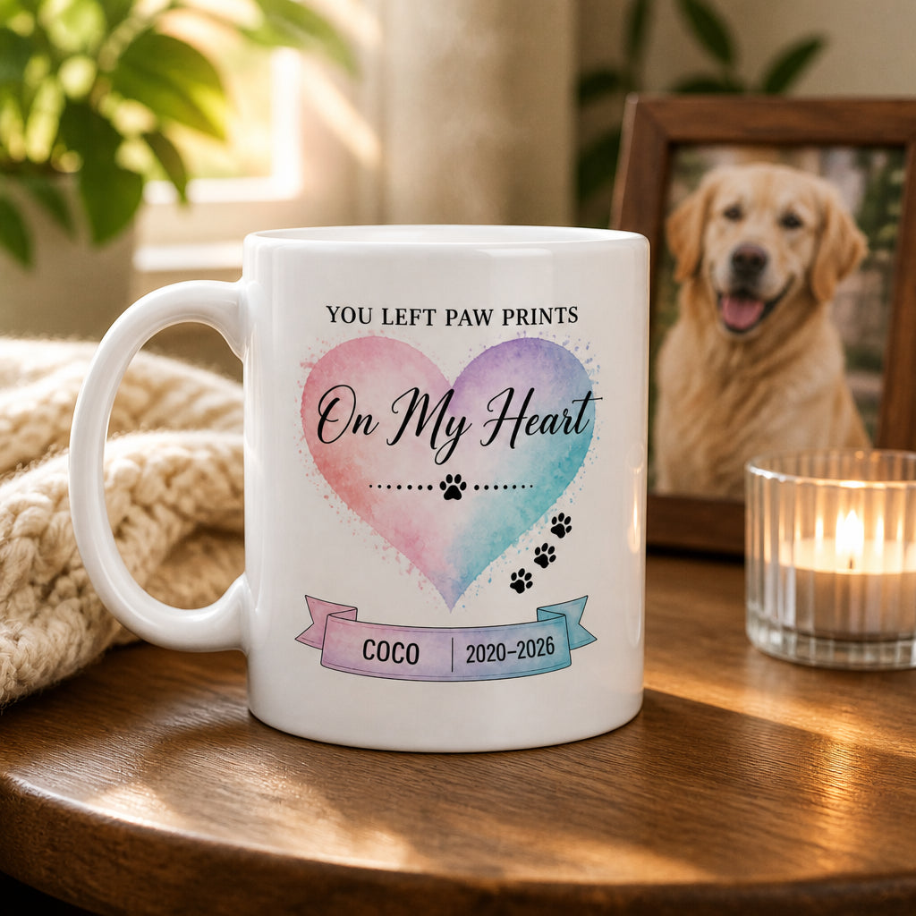 Pet Memorial Mug - You Left Paw Prints On My Heart (Name + Years) - Personalized Mug 172213e8-1cc4-4eab-9ee6-743bef17217b.jpg