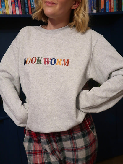 bookworm embroidered sweatshirt  bookish oversized jumper  cosy reading sweater  gift for book lover  unique gift for readers 1722825563300.jpg