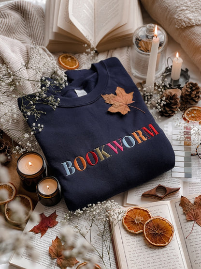 bookworm embroidered sweatshirt  bookish oversized jumper  cosy reading sweater  gift for book lover  unique gift for readers 1722825563416.jpg