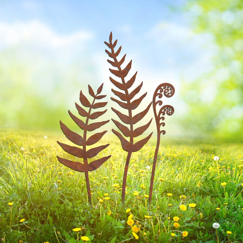 fern leaf sign rusty rustic metal garden sign metal yard art outdoor garden decor garden marker rustic decor gifts for mom 1724058459462.jpg