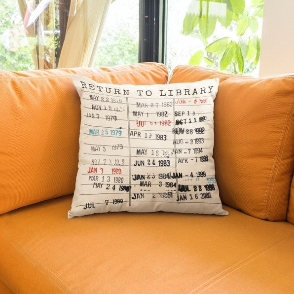 return to library throw pillow vintage library card book due date decor bookish gift for her him reader author librarian english teacher 1724126788074.jpg