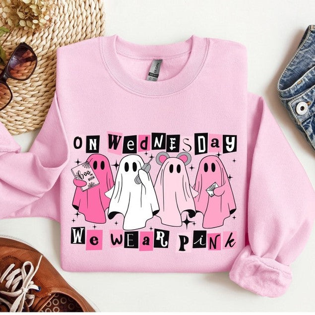 on wednesday we wear pink halloween sweatshirt cute pink ghost sweatshirt mean girls halloween tee boo book halloween sweater 1724311135530.jpg