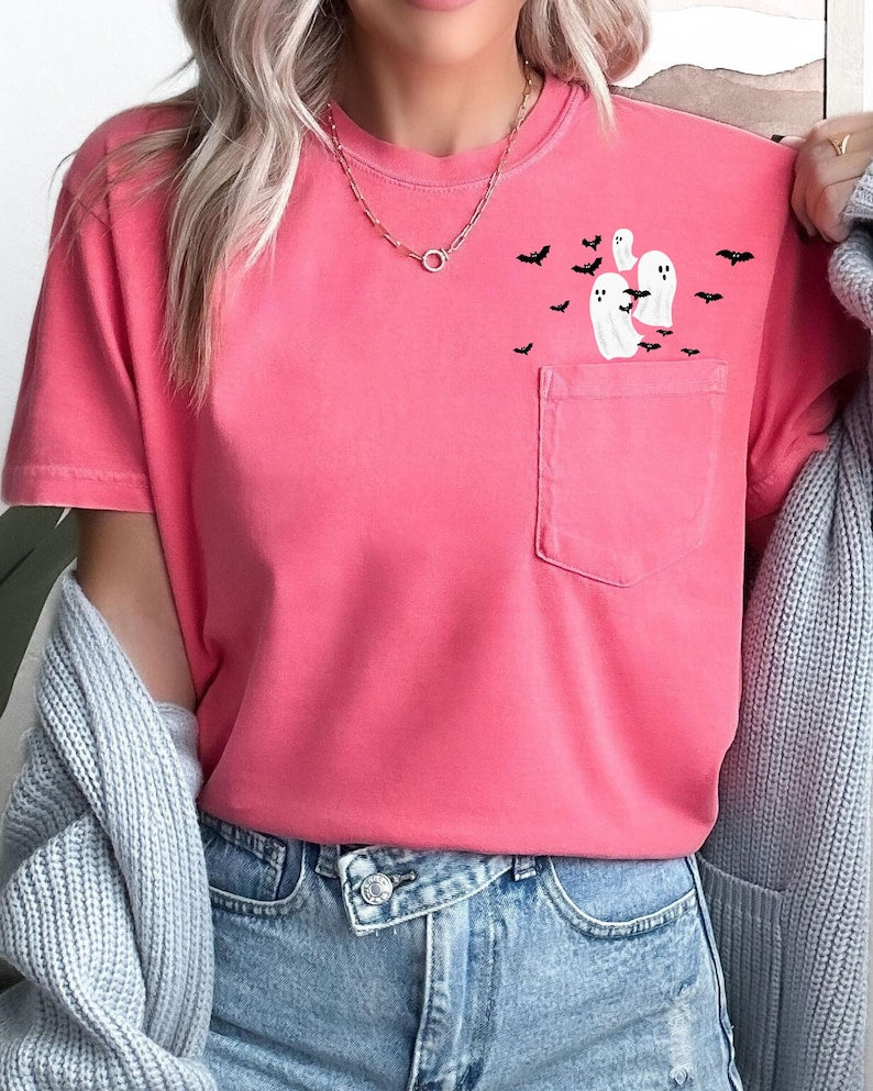 flying ghosts and bats halloween comfort colors pocket tee spooky witch pumpkin skeleton 1724312223059.jpg