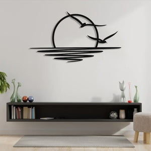 sunrise metal wall art sun and seagulls wall decor abstract sunset home decor minimalist line art housewarming gift modern wall hanging 1724836009975.jpg