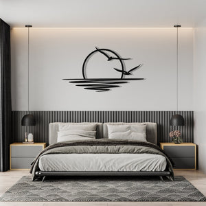sunrise metal wall art sun and seagulls wall decor abstract sunset home decor minimalist line art housewarming gift modern wall hanging 1724836010018.jpg