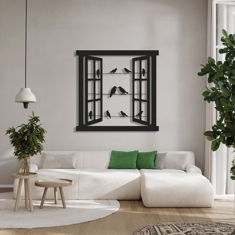 window and birds metal wall art modern wall decor for living room home decor fireplace decor unique large wall decor housewarming gift 1724900480566.jpg