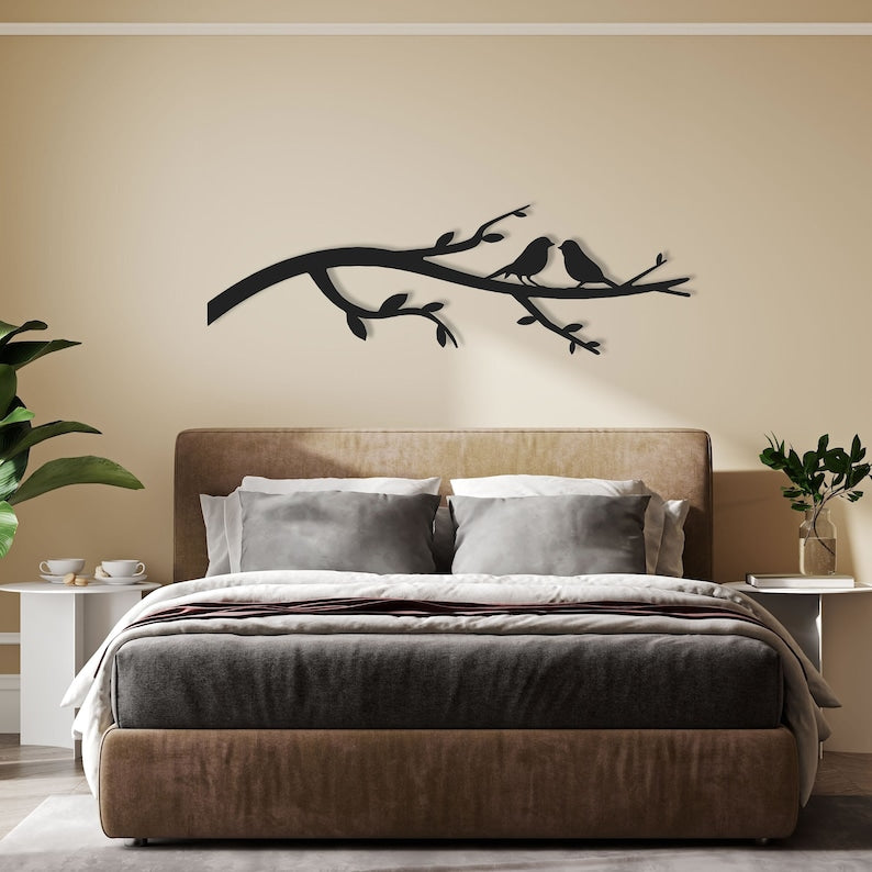 birds on branch metal wall art branch wall art gift for nature lover above bed decor metal birds wall art living room wall art 1724901067394.jpg
