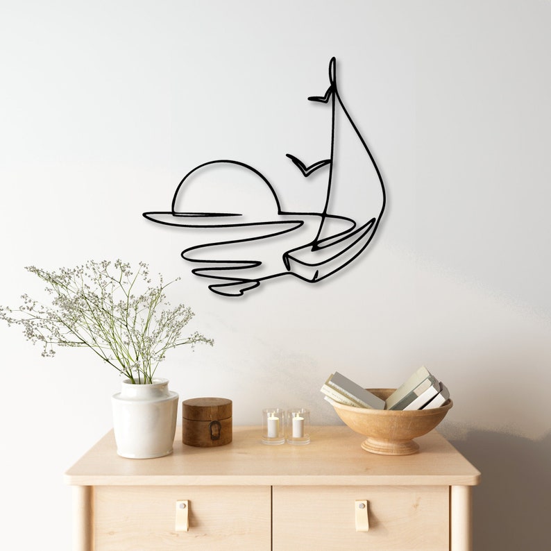 sun and sail metal wall decor sun metal wall art sea lover gift nautical wall decor sea life line wall art sailing boat metal wall art 1724901918645.jpg
