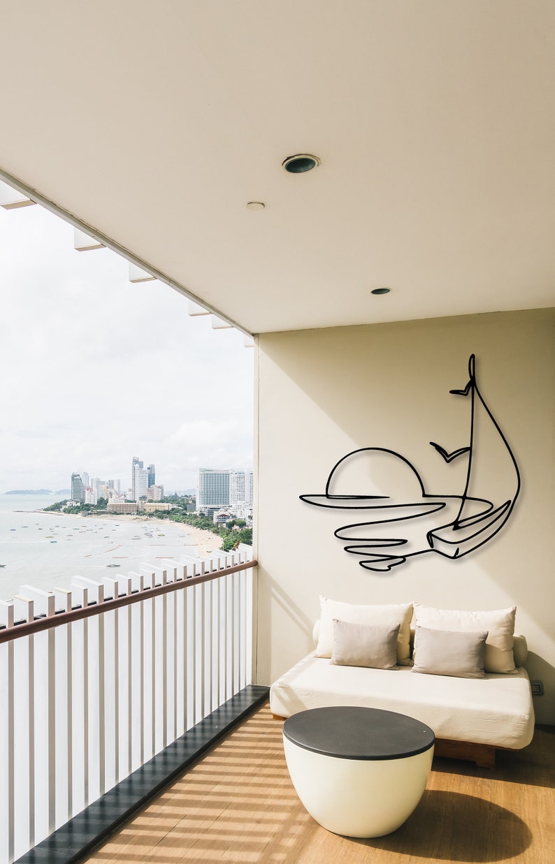 sun and sail metal wall decor sun metal wall art sea lover gift nautical wall decor sea life line wall art sailing boat metal wall art 1724901918654.jpg